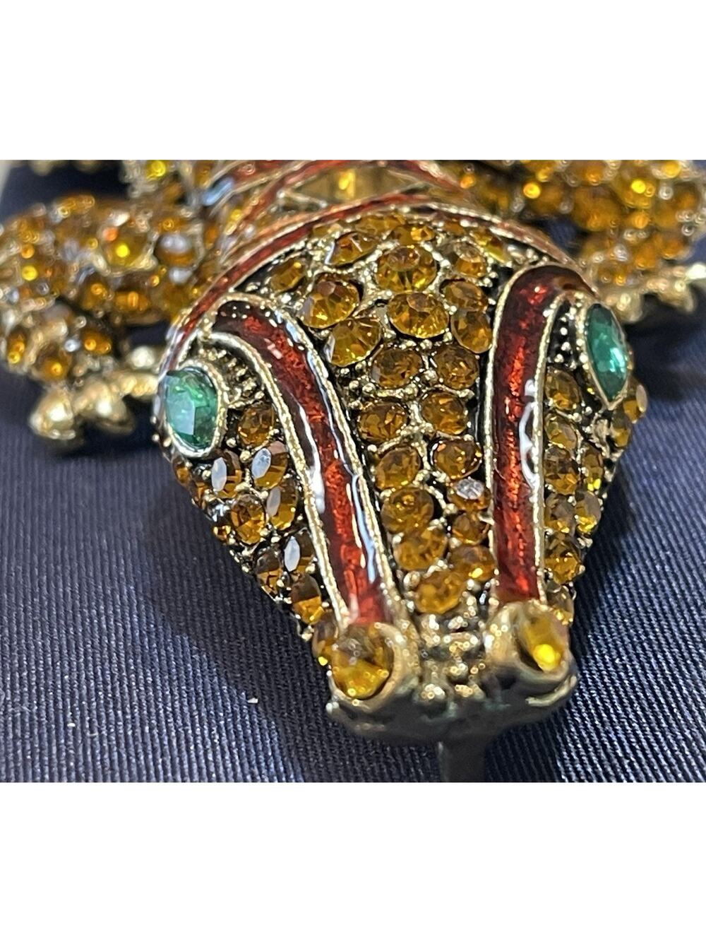 NWOT HUGE Alligator Brooch Pin Gold Tone Rhinestone Unisex Lapel Shoulder Jacket